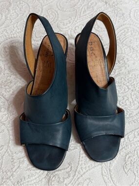 BOC NAVY Blue Heel Sandals Size 8M Slingback Open-Toe